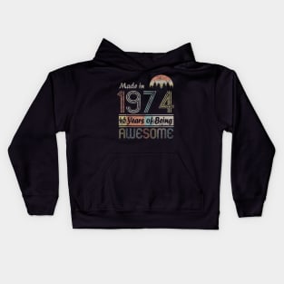 Vintage 1974 Made In 1974 46th Birthday 46 Years Old Gift Kids Hoodie